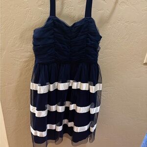 Speechless Navy and White Striped Formal Dress